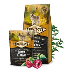 CARNILOVE DOG LARGE BREED SALMON & TURKEY bezgraudu sausā barība suņiem Lasis, tītars 12kg